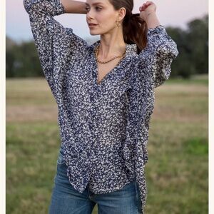 Navy Floral Women's Blouse